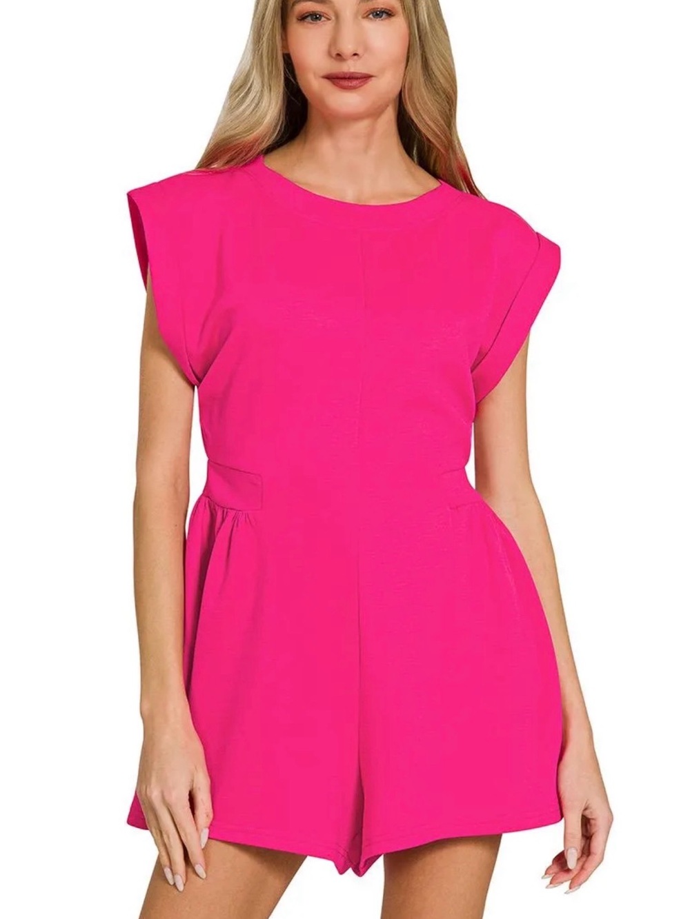 Bright Pink Sleeveless Peplum Top